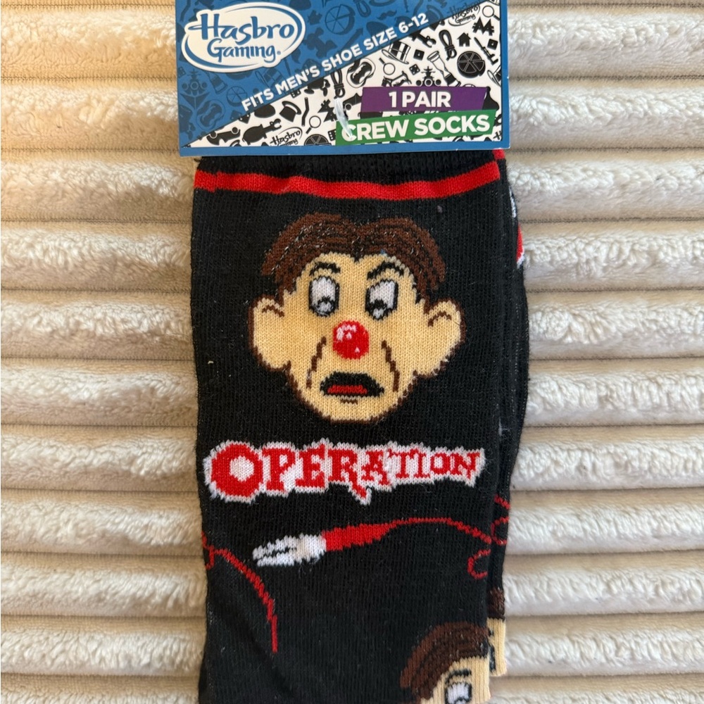 Hasbro Operation Game Crew Socks - Black and Red